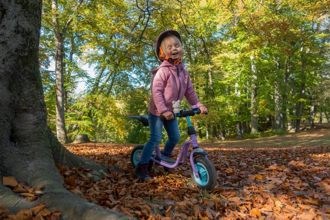 Laufradl fahren im Herbst