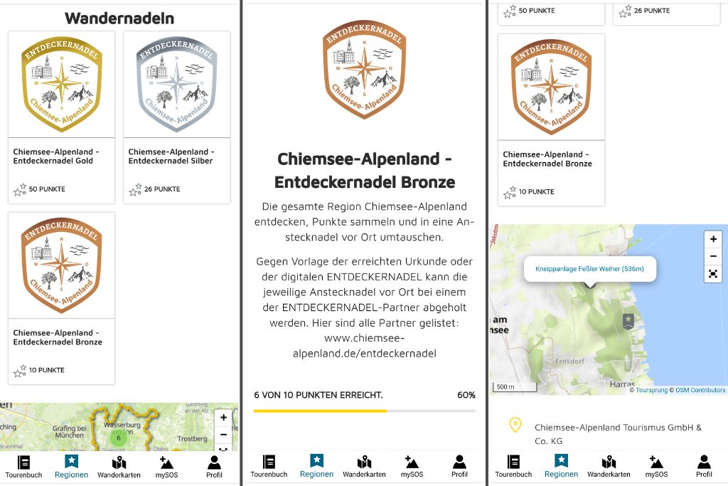 Entdeckernadel Chiemgau in der App erklärt